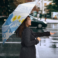 Blue Hawaii Shark Tattoo Umbrella Puakenikeni Lei Plumeria Polynesian Pattern