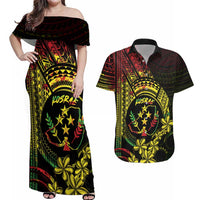 Reggae Kosrae Liberation Day Couples Matching Off Shoulder Maxi Dress and Hawaiian Shirt September 8 Polynesian Tattoo LT14 Reggae - Polynesian Pride