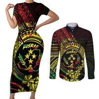 Reggae Kosrae Liberation Day Couples Matching Short Sleeve Bodycon Dress and Long Sleeve Button Shirt September 8 Polynesian Tattoo LT14 Reggae - Polynesian Pride