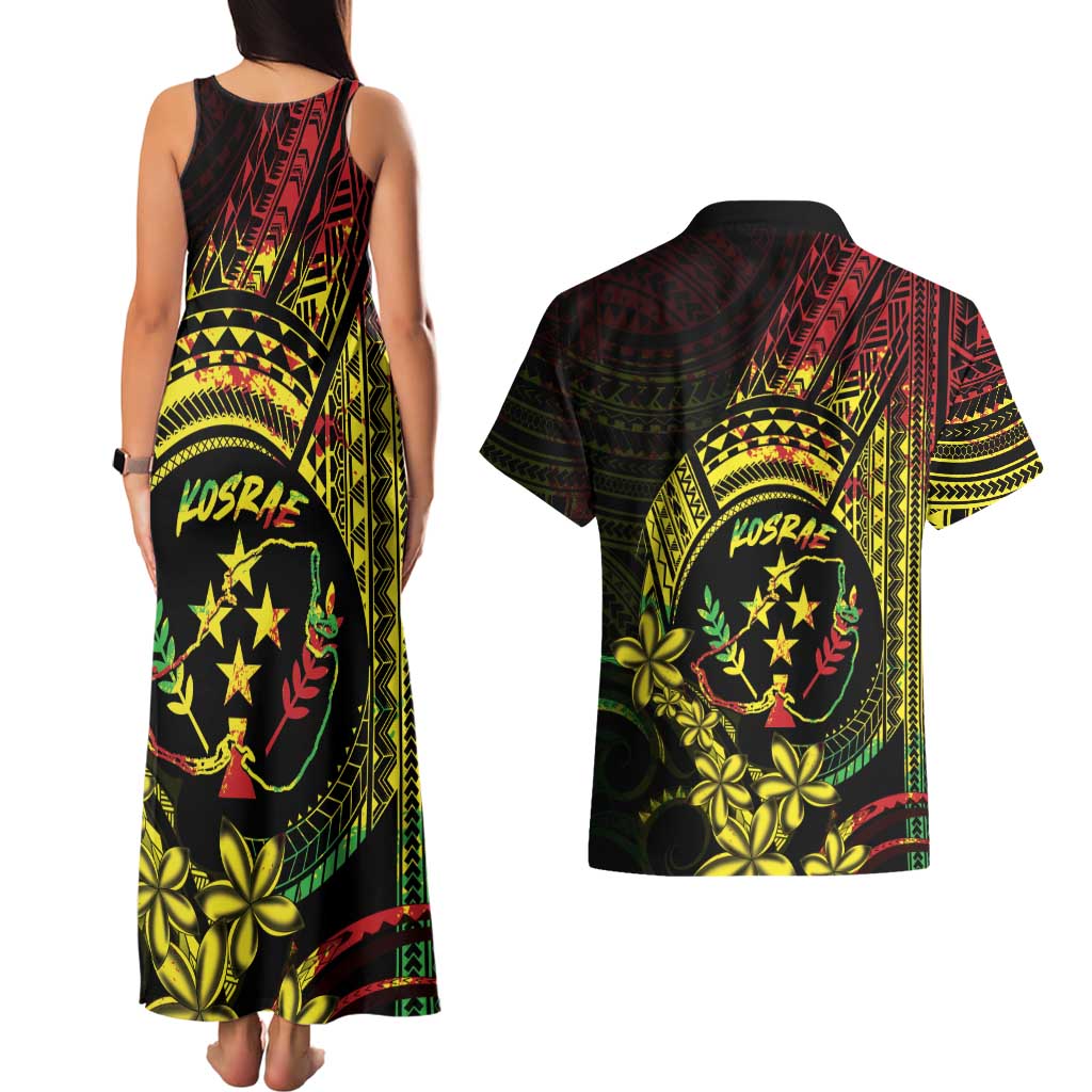 Reggae Kosrae Liberation Day Couples Matching Tank Maxi Dress and Hawaiian Shirt September 8 Polynesian Tattoo LT14 - Polynesian Pride