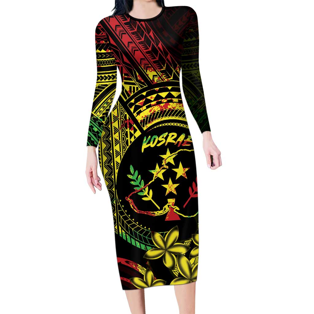 Reggae Kosrae Liberation Day Family Matching Long Sleeve Bodycon Dress and Hawaiian Shirt September 8 Polynesian Tattoo LT14 Mom's Dress Reggae - Polynesian Pride