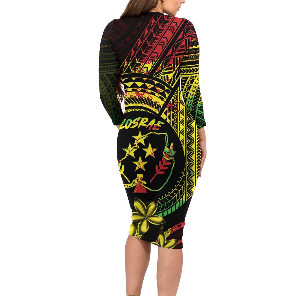 Reggae Kosrae Liberation Day Family Matching Long Sleeve Bodycon Dress and Hawaiian Shirt September 8 Polynesian Tattoo LT14 - Polynesian Pride