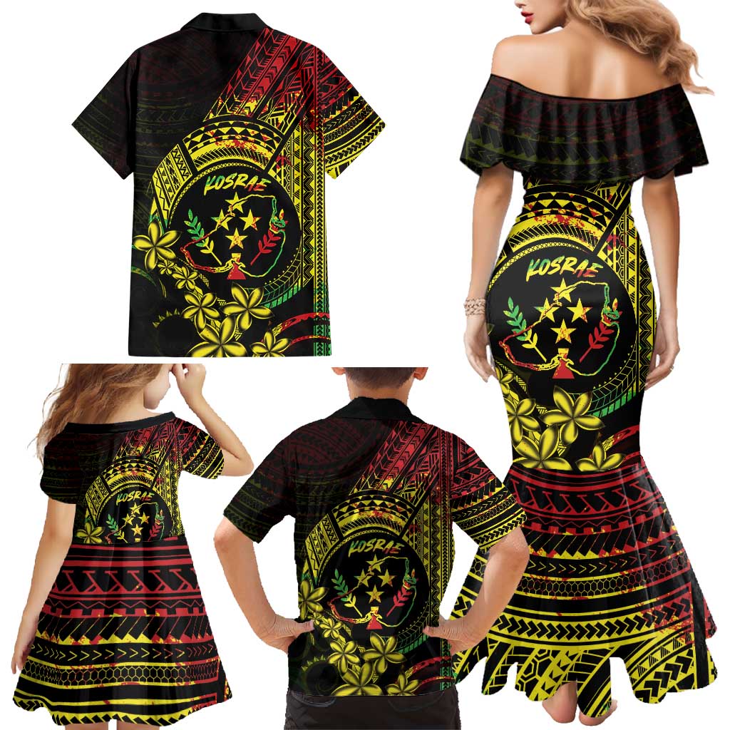 Reggae Kosrae Liberation Day Family Matching Mermaid Dress and Hawaiian Shirt September 8 Polynesian Tattoo LT14 - Polynesian Pride