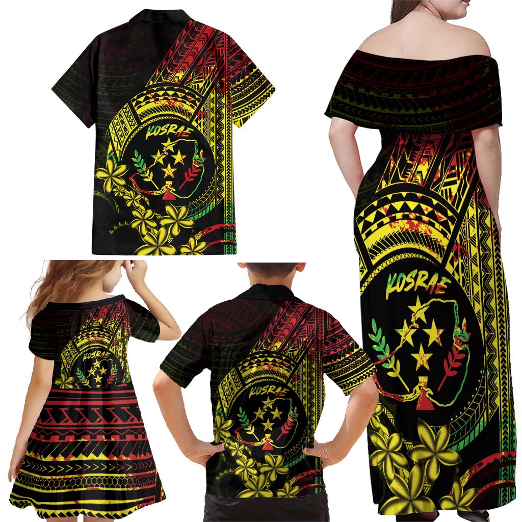 Reggae Kosrae Liberation Day Family Matching Off Shoulder Maxi Dress and Hawaiian Shirt September 8 Polynesian Tattoo LT14 - Polynesian Pride