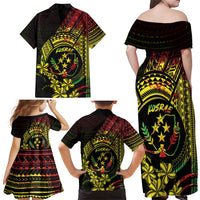 Reggae Kosrae Liberation Day Family Matching Off Shoulder Maxi Dress and Hawaiian Shirt September 8 Polynesian Tattoo LT14 - Polynesian Pride