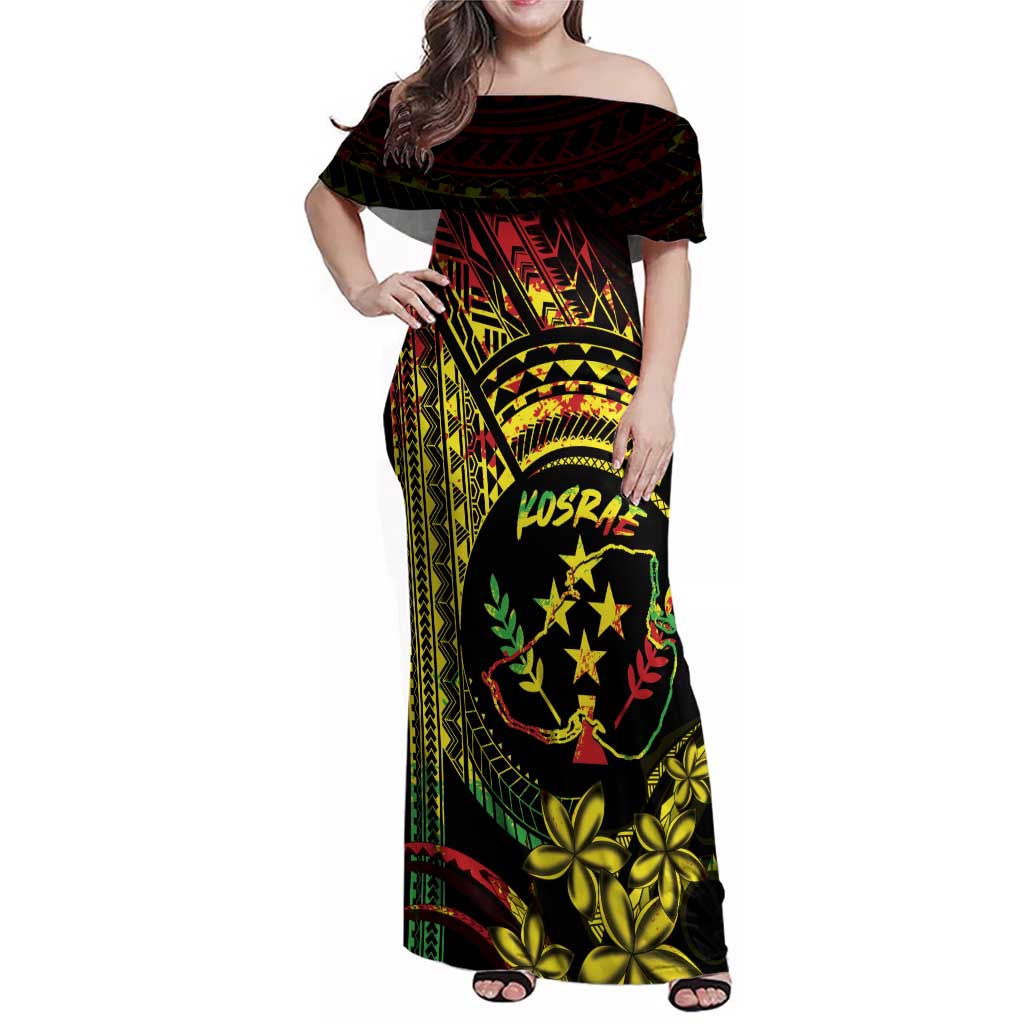 Reggae Kosrae Liberation Day Family Matching Off Shoulder Maxi Dress and Hawaiian Shirt September 8 Polynesian Tattoo LT14 Mom's Dress Reggae - Polynesian Pride