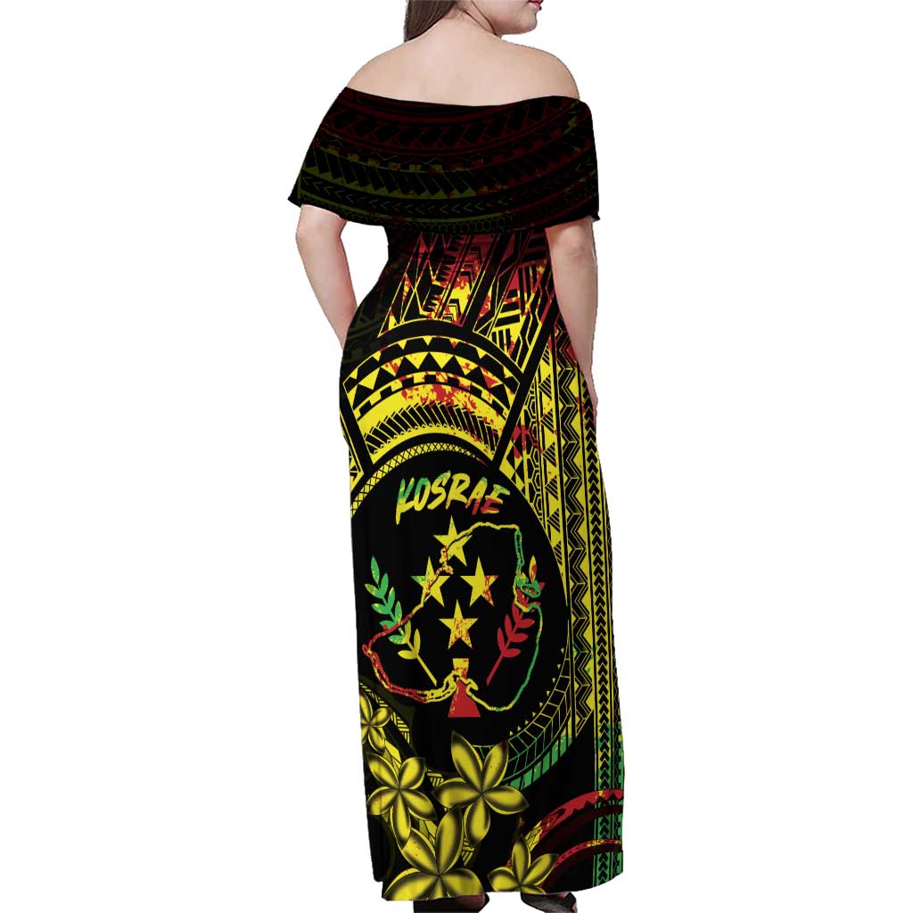 Reggae Kosrae Liberation Day Family Matching Off Shoulder Maxi Dress and Hawaiian Shirt September 8 Polynesian Tattoo LT14 - Polynesian Pride