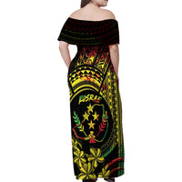 Reggae Kosrae Liberation Day Family Matching Off Shoulder Maxi Dress and Hawaiian Shirt September 8 Polynesian Tattoo LT14 - Polynesian Pride