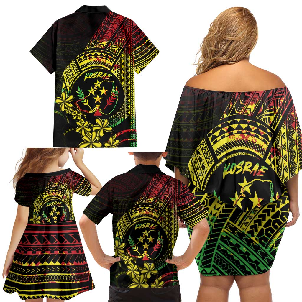 Reggae Kosrae Liberation Day Family Matching Off Shoulder Short Dress and Hawaiian Shirt September 8 Polynesian Tattoo LT14 - Polynesian Pride