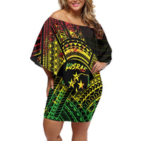 Reggae Kosrae Liberation Day Family Matching Off Shoulder Short Dress and Hawaiian Shirt September 8 Polynesian Tattoo LT14 Mom's Dress Reggae - Polynesian Pride