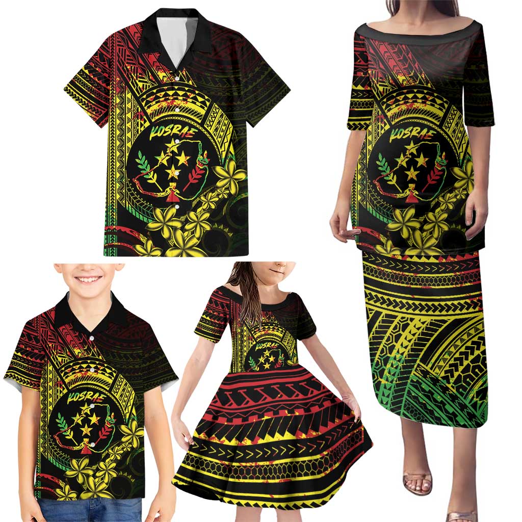 Reggae Kosrae Liberation Day Family Matching Puletasi and Hawaiian Shirt September 8 Polynesian Tattoo LT14 - Polynesian Pride