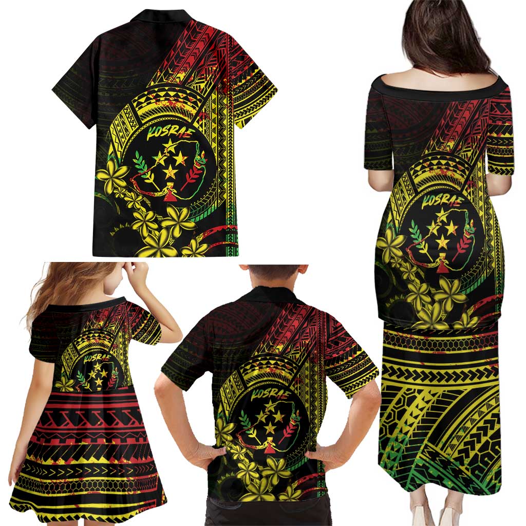 Reggae Kosrae Liberation Day Family Matching Puletasi and Hawaiian Shirt September 8 Polynesian Tattoo LT14 - Polynesian Pride