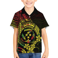 Reggae Kosrae Liberation Day Family Matching Puletasi and Hawaiian Shirt September 8 Polynesian Tattoo LT14 Son's Shirt Reggae - Polynesian Pride