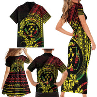 Reggae Kosrae Liberation Day Family Matching Short Sleeve Bodycon Dress and Hawaiian Shirt September 8 Polynesian Tattoo LT14 - Polynesian Pride