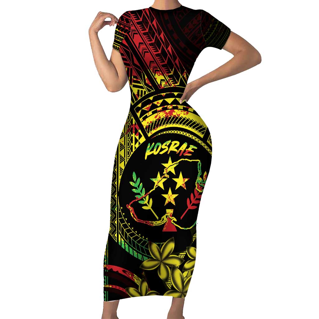 Reggae Kosrae Liberation Day Family Matching Short Sleeve Bodycon Dress and Hawaiian Shirt September 8 Polynesian Tattoo LT14 Mom's Dress Reggae - Polynesian Pride