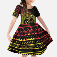 Reggae Kosrae Liberation Day Family Matching Summer Maxi Dress and Hawaiian Shirt September 8 Polynesian Tattoo LT14 Daughter's Dress Reggae - Polynesian Pride