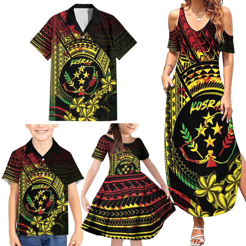 Reggae Kosrae Liberation Day Family Matching Summer Maxi Dress and Hawaiian Shirt September 8 Polynesian Tattoo LT14 - Polynesian Pride