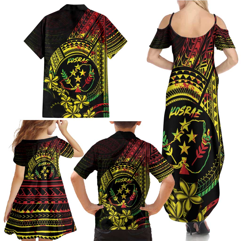 Reggae Kosrae Liberation Day Family Matching Summer Maxi Dress and Hawaiian Shirt September 8 Polynesian Tattoo LT14 - Polynesian Pride