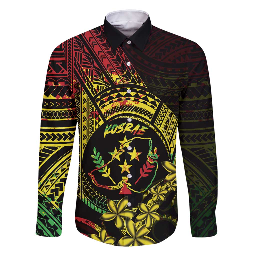 Reggae Kosrae Liberation Day Family Matching Tank Maxi Dress and Hawaiian Shirt September 8 Polynesian Tattoo LT14 Dad's Shirt - Long Sleeve Reggae - Polynesian Pride