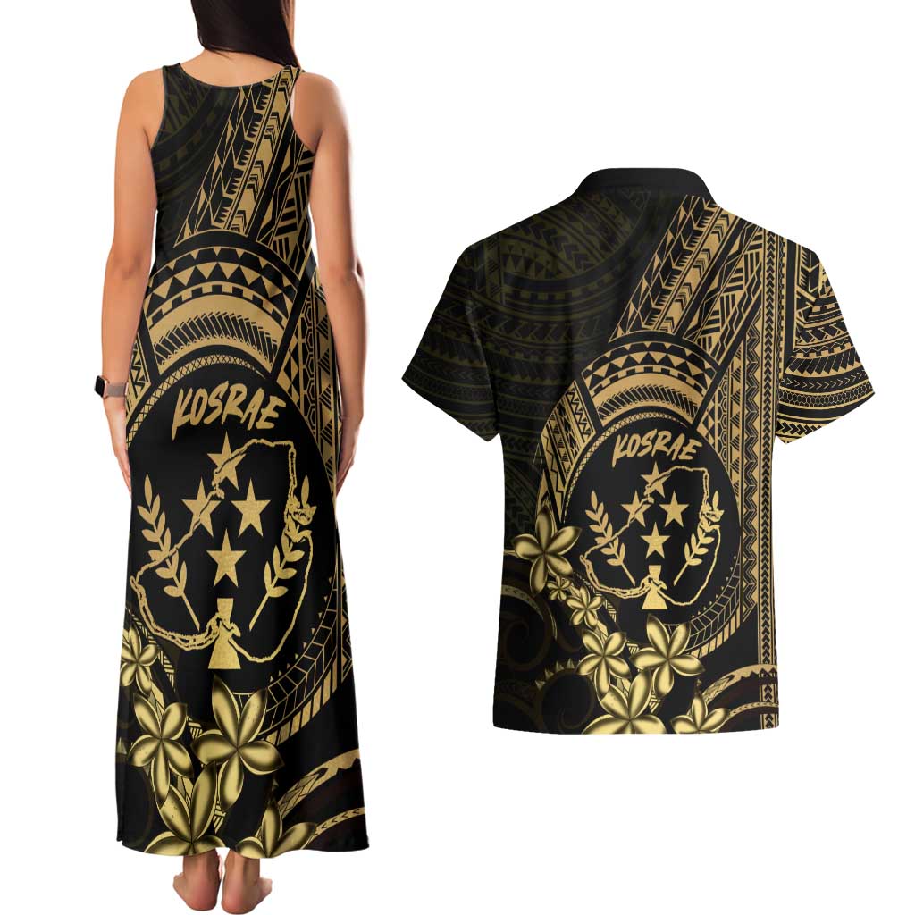 Gold Kosrae Liberation Day Couples Matching Tank Maxi Dress and Hawaiian Shirt September 8 Polynesian Tattoo LT14 - Polynesian Pride