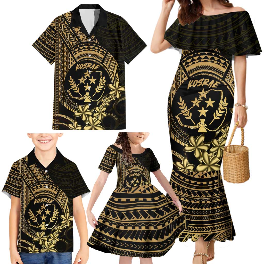 Gold Kosrae Liberation Day Family Matching Mermaid Dress and Hawaiian Shirt September 8 Polynesian Tattoo LT14 - Polynesian Pride