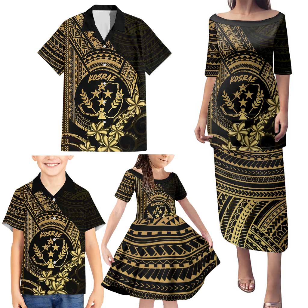 Gold Kosrae Liberation Day Family Matching Puletasi and Hawaiian Shirt September 8 Polynesian Tattoo LT14 - Polynesian Pride