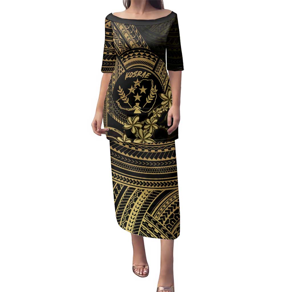 Gold Kosrae Liberation Day Family Matching Puletasi and Hawaiian Shirt September 8 Polynesian Tattoo LT14 Mom's Dress Gold - Polynesian Pride