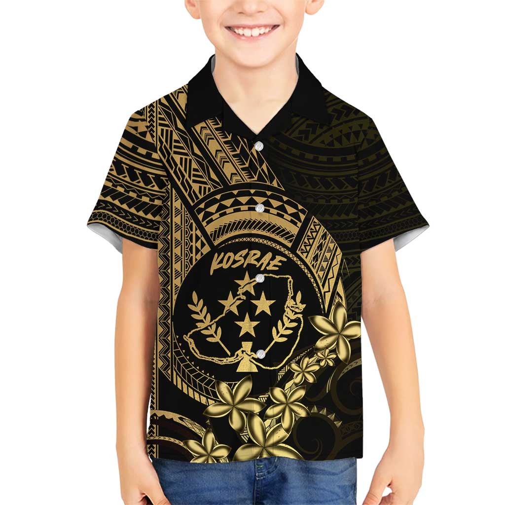 Gold Kosrae Liberation Day Family Matching Puletasi and Hawaiian Shirt September 8 Polynesian Tattoo LT14 Son's Shirt Gold - Polynesian Pride