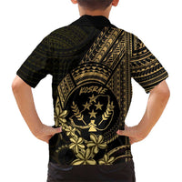 Gold Kosrae Liberation Day Family Matching Short Sleeve Bodycon Dress and Hawaiian Shirt September 8 Polynesian Tattoo LT14 - Polynesian Pride