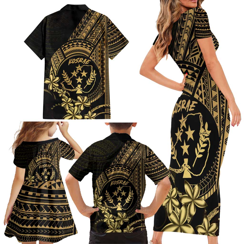 Gold Kosrae Liberation Day Family Matching Short Sleeve Bodycon Dress and Hawaiian Shirt September 8 Polynesian Tattoo LT14 - Polynesian Pride