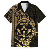 Gold Kosrae Liberation Day Family Matching Short Sleeve Bodycon Dress and Hawaiian Shirt September 8 Polynesian Tattoo LT14 Dad's Shirt - Short Sleeve Gold - Polynesian Pride