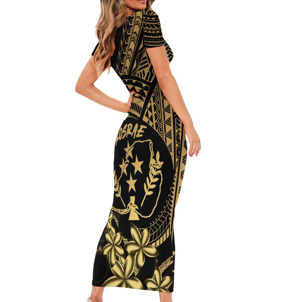 Gold Kosrae Liberation Day Family Matching Short Sleeve Bodycon Dress and Hawaiian Shirt September 8 Polynesian Tattoo LT14 - Polynesian Pride