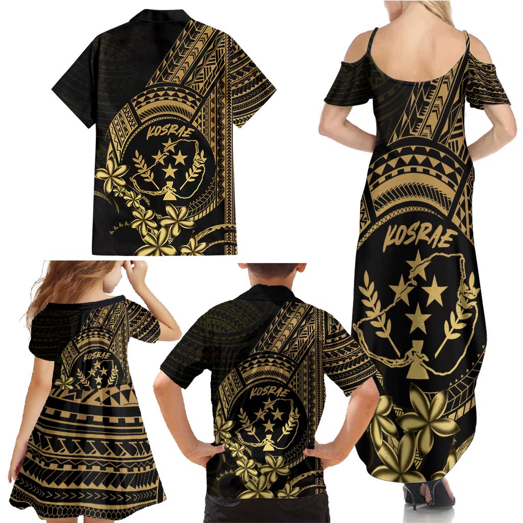Gold Kosrae Liberation Day Family Matching Summer Maxi Dress and Hawaiian Shirt September 8 Polynesian Tattoo LT14 - Polynesian Pride