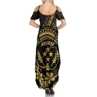 Gold Kosrae Liberation Day Family Matching Summer Maxi Dress and Hawaiian Shirt September 8 Polynesian Tattoo LT14 - Polynesian Pride