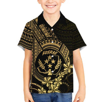 Gold Kosrae Liberation Day Family Matching Summer Maxi Dress and Hawaiian Shirt September 8 Polynesian Tattoo LT14 Son's Shirt Gold - Polynesian Pride