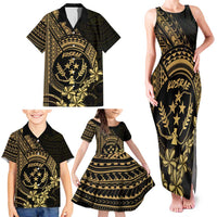 Gold Kosrae Liberation Day Family Matching Tank Maxi Dress and Hawaiian Shirt September 8 Polynesian Tattoo LT14 - Polynesian Pride