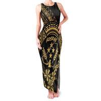 Gold Kosrae Liberation Day Family Matching Tank Maxi Dress and Hawaiian Shirt September 8 Polynesian Tattoo LT14 Mom's Dress Gold - Polynesian Pride