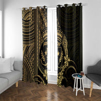 Gold Kosrae Liberation Day Window Curtain September 8 Polynesian Tattoo LT14 With Grommets Gold - Polynesian Pride