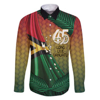 Personalised Long Live Vanuatu Independence Day Family Matching Long Sleeve Bodycon Dress and Hawaiian Shirt 45th Anniversary Woven Pattern LT14 Dad's Shirt - Long Sleeve Reggae - Polynesian Pride