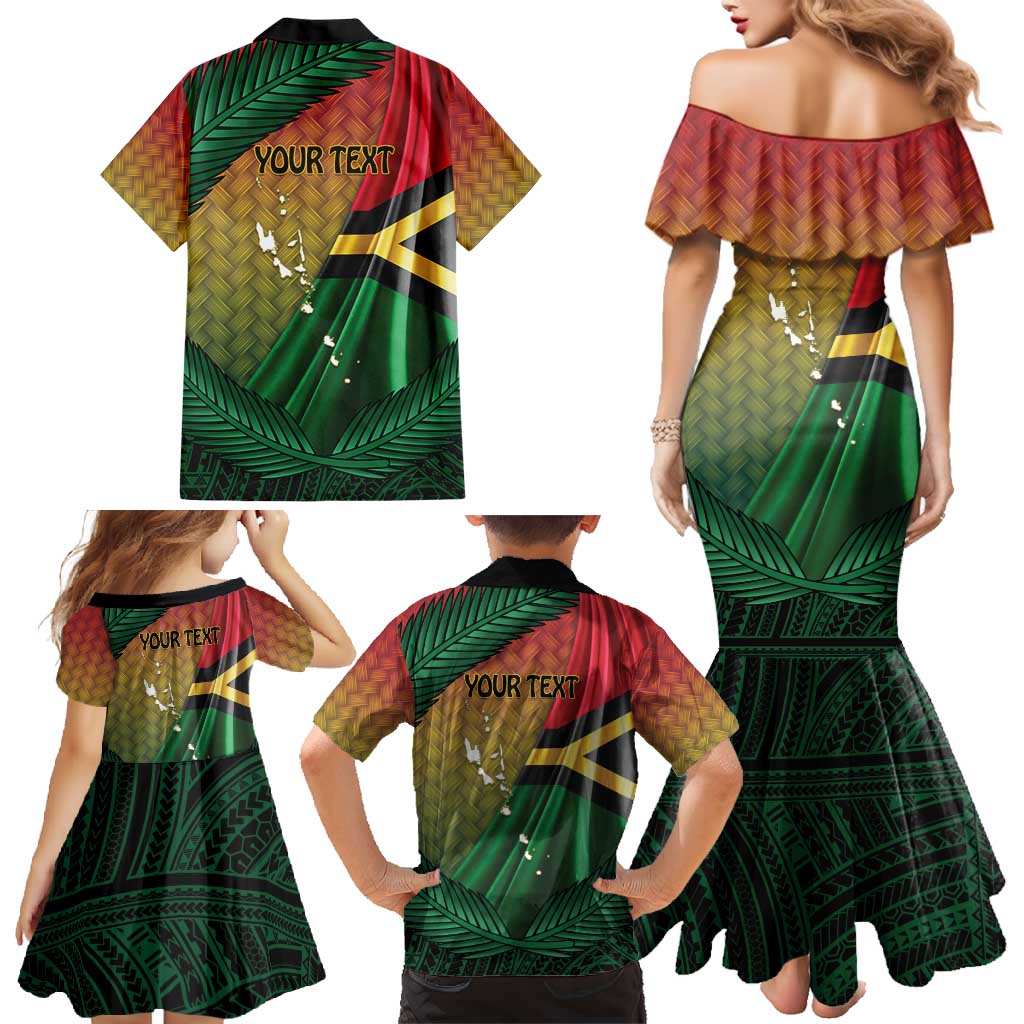 Personalised Long Live Vanuatu Independence Day Family Matching Mermaid Dress and Hawaiian Shirt 45th Anniversary Woven Pattern LT14 - Polynesian Pride