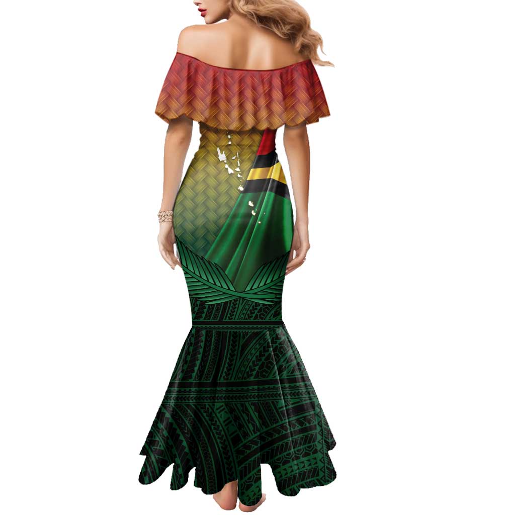 Personalised Long Live Vanuatu Independence Day Family Matching Mermaid Dress and Hawaiian Shirt 45th Anniversary Woven Pattern LT14 - Polynesian Pride