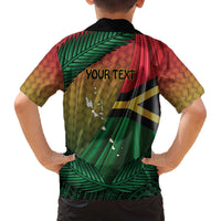 Personalised Long Live Vanuatu Independence Day Family Matching Off The Shoulder Long Sleeve Dress and Hawaiian Shirt 45th Anniversary Woven Pattern LT14 - Polynesian Pride