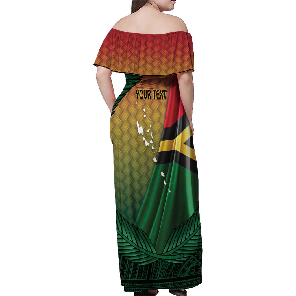 Personalised Long Live Vanuatu Independence Day Family Matching Off Shoulder Maxi Dress and Hawaiian Shirt 45th Anniversary Woven Pattern LT14 - Polynesian Pride