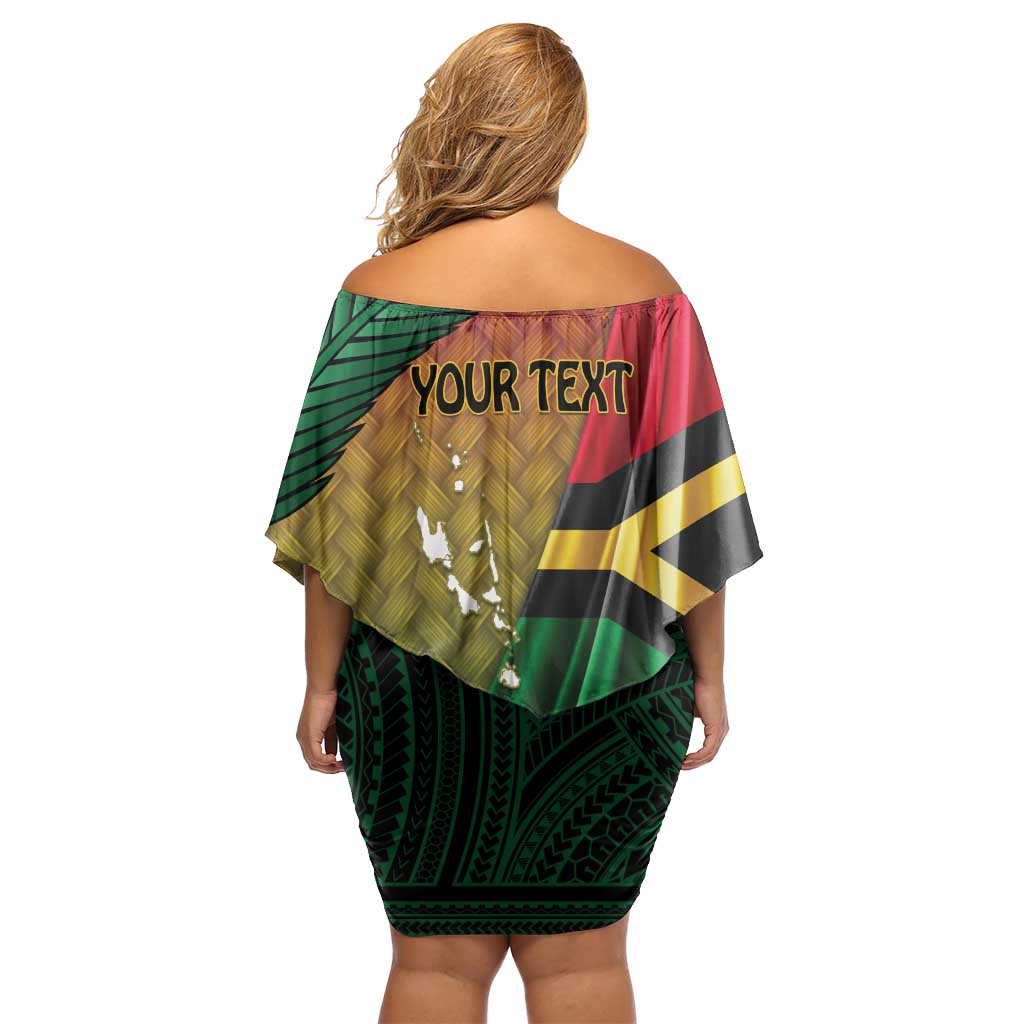 Personalised Long Live Vanuatu Independence Day Family Matching Off Shoulder Short Dress and Hawaiian Shirt 45th Anniversary Woven Pattern LT14 - Polynesian Pride