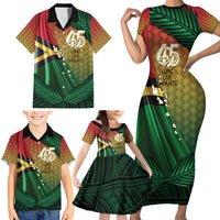 Personalised Long Live Vanuatu Independence Day Family Matching Short Sleeve Bodycon Dress and Hawaiian Shirt 45th Anniversary Woven Pattern LT14 - Polynesian Pride
