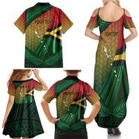 Personalised Long Live Vanuatu Independence Day Family Matching Summer Maxi Dress and Hawaiian Shirt 45th Anniversary Woven Pattern LT14 - Polynesian Pride