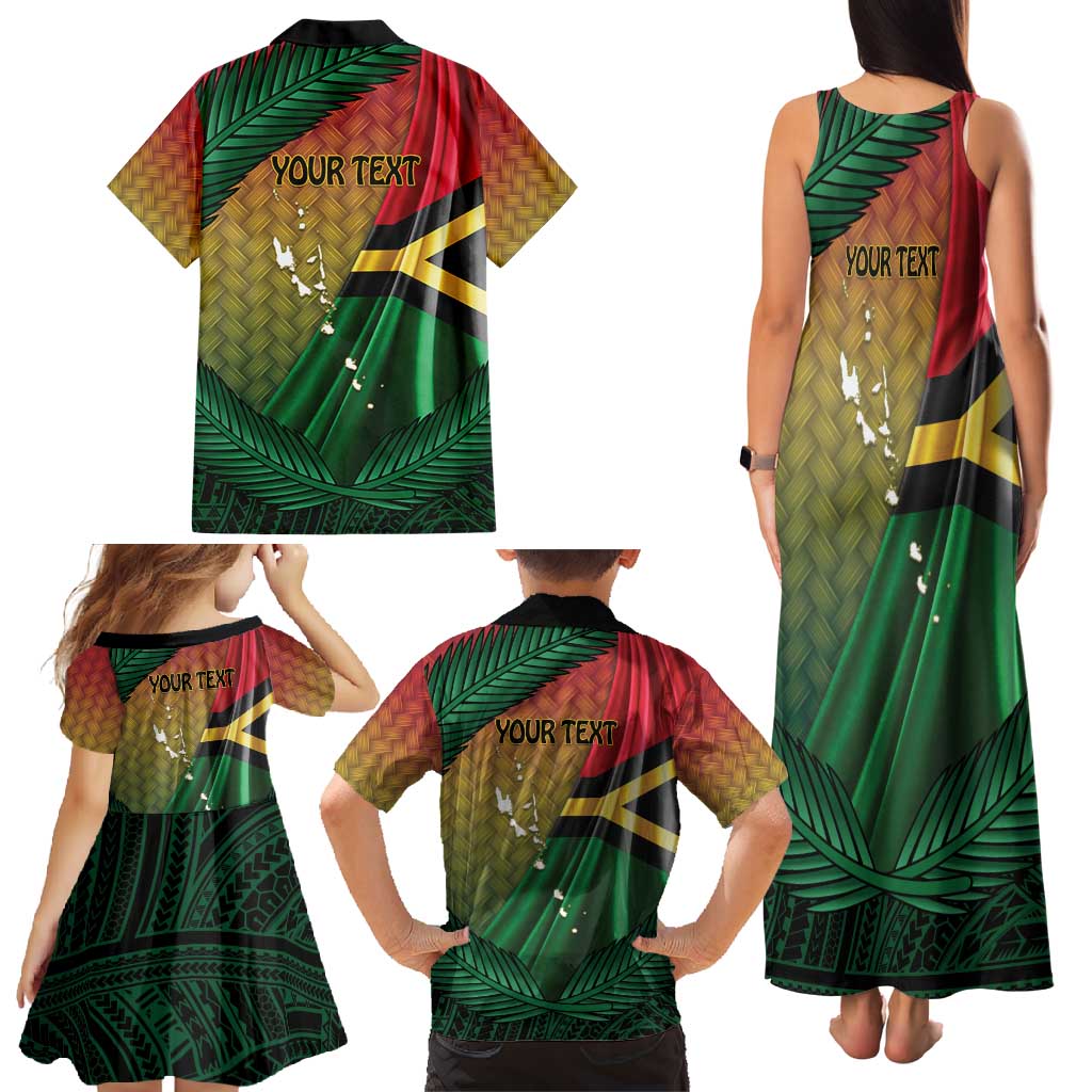 Personalised Long Live Vanuatu Independence Day Family Matching Tank Maxi Dress and Hawaiian Shirt 45th Anniversary Woven Pattern LT14 - Polynesian Pride