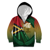 Personalised Long Live Vanuatu Independence Day Kid Hoodie 46th Anniversary Woven Pattern LT14 Zip Hoodie Reggae - Polynesian Pride