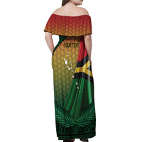 Personalised Long Live Vanuatu Independence Day Off Shoulder Maxi Dress 46th Anniversary Woven Pattern LT14 - Polynesian Pride