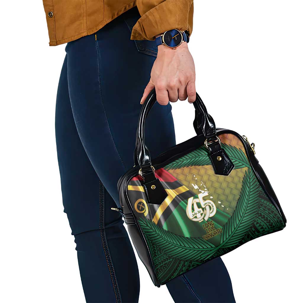Long Live Vanuatu Independence Day Shoulder Handbag 45th Anniversary Woven Pattern - Polynesian Pride